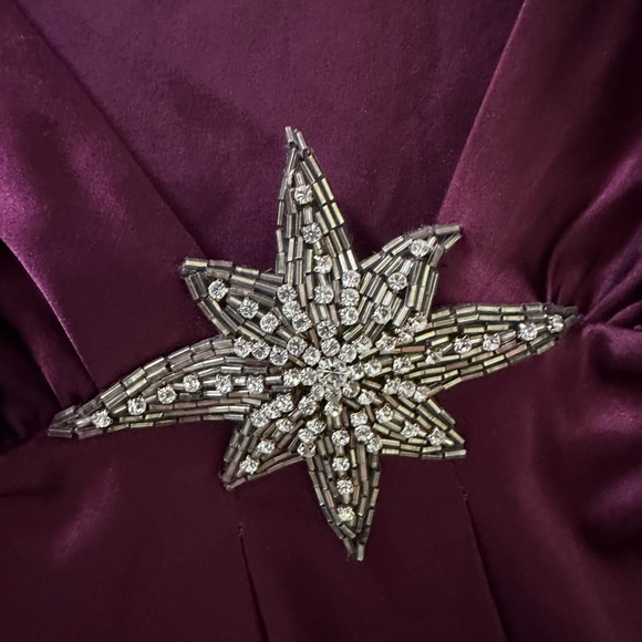 Ingwa Melero Bordeaux Wine Butterfly Sleeve Low-Cut Beaded Detail Silk Top Large - Picture 7 of 8